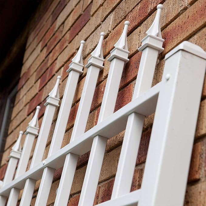 Dura-Trel Winchester Vinyl Trellis, Outdoor Plant Support Frame, 57" x 95", White - Decorative Grid-Style Lattice for Climbing Vines & Flowers, Use Against Walls or Fences