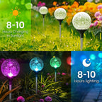 GIGALUMI Solar Garden Lights 3 Pack, Solar Lights Outdoor Decorative Waterproof, Outdoor Solar Lights for Yard Decorations, Multi-Colored Changing Garden Globe Cracked Glass Ball with LED Lights