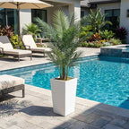 Garvee 5FT Artificial Palm Tree, Tall Faux Tropical Areca Plants with White Tall Planter, Fake Potted Tree with Lifelike Leaves for Indoor Living Room Bedroom Home Office Decor