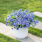 Alupssuc 24 Bundles Artificial Flowers for Outdoors Decoration, UV Resistant Silk Faux Daisy Flora Spring Fake Plastic Plants Greenery for Outside Indoor Yard Home Porch Window Box Decor, Blue