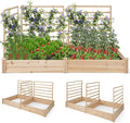 S AFSTAR Raised Garden Bed with 3 Trellis & 2 Planter Boxes, Outdoor Wooden 88" L x 45" W x 43" H Planter Box Kit for Flower Herb Vegetable Fruit Climbing Vines, Gardening Planter for Garden Patio