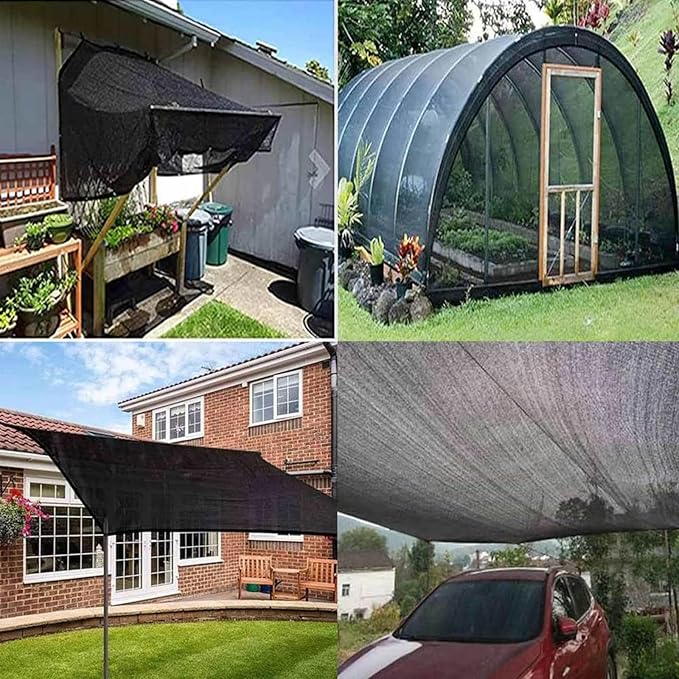 Shade Cloth for Patio Shade Sail 4m X 5m Sun Canopy Heat Insulation Shade Cloth, Tear Resistance, 90% Shade Sail Shade Netting for Plants, Greenhouses, Patios,black-6x7m