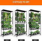 Bstrip Plant Cabinet with Pegboard, 3 Tier Plant Shelf with Grow Light, Metal Plant Stand with 4 Pack 96W Grow Lights for Indoor Plant, Foliage Plants, Seed Starting, 35.4"x13.8"x71"