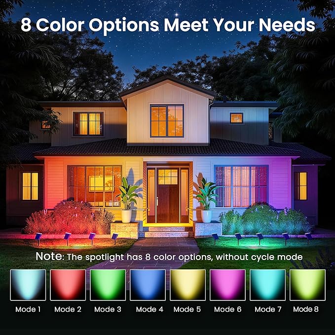 Color Changing Solar Spot Lights Outdoor Waterproof IP65,9 Lighting Modes Multicolor RGB Christmas Spotlight for Porches Yard Gardens Landscape Deconrations-2 Pack
