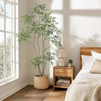 GarveeHome Artificial Plants Indoor,7 ft Tall Faux Floor Plant in Pot, Nandina Artificial Tree with White Planter for Home Decor Office Living Room