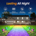 Fabrito Color Changing Solar Spot Lights Outdoor 4 Pack, [6+1 Lighting Modes] Auto On/Off RGB Spotlights, Waterproof Multicolor Landscape Lights for Garden, Tree, Halloween, Christmas