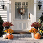INQCMY Artificial Fake Plants Flowers for Outdoor Outside Fall Decoration,24 Bundles Faux Silk Daisy in Planter UV Resistant Look Real for Home Front Door Porch Patio Garden Balcony Autumn Decor