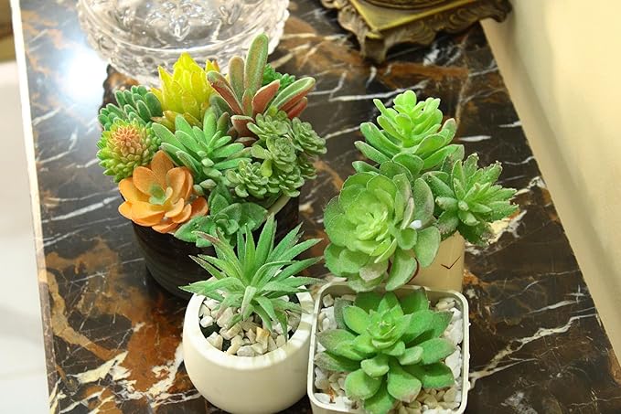 DECOROUS Artificial Succulent Plants - 16 Pack - Mini Faux Succulents - Small Unpotted Fake Succulent Set for Home and Office Décor - Realistic Succulents Plants Artificial Picks for Indoor and Oudoor