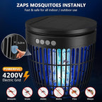 Solar Bug Zapper Outdoor, Jinyeda 4200V Mosquito Zapper with RGB Projector & Flame Lights, Cordless Mosquito Killer, USB Rechargeable Fly Insect Trap Waterproof Lighting Decor for Patio, Garden, Yard