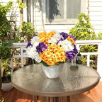6 Bundles Artificial Geranium Flowers for Outdoors Spring Decor Geraniums Silk Flowers UV Resistant Lifelike Faux Flowers for Outdoor Garden Patio Porch Balcony Home Decor(Purple 2,White 2,Yellow2)