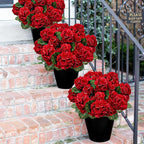 6 Bundles Artificial Geranium Flowers for Outdoors, Realistic Silk Geraniums Fake Flowers UV Resistant Faux Plants for Porch Front Door Planter Patio Balcony Outside Decor (Red)