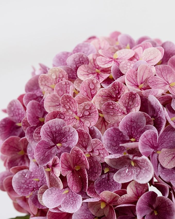 DuHouse 3Pcs Large Hydrangea Artificial Flowers,20 inch Latex Real Touch Hydrangeas with Long Stems & Leaves for Home Decor Party Floral Arrangements Wedding Bouquets Centerpieces(Rose Red)