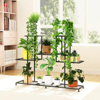 Twhep Metal Plant Stand, 5 Tiers Multifunctional Plant Stands for Indoor Plants, Decorative Black Steel Plant Shelf for Indoor Patio Garden Balcony and Yard (4 tiers 12 pots)