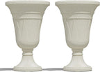 23" Tall Planters for Outdoor Plants Set of 2, Planter with Drainage Holes and Trophy Design, Large Outdoor Planters for Porch, Garden, Beige
