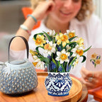 Freshcut Paper Pop Up Cards, Mini English Daffodils, 6 Inch Mini Sized Forever Flower Bouquet 3D Popup Greeting Cards, Birthday Cards, Get Well Gifts, Blank Notecard & Envelope