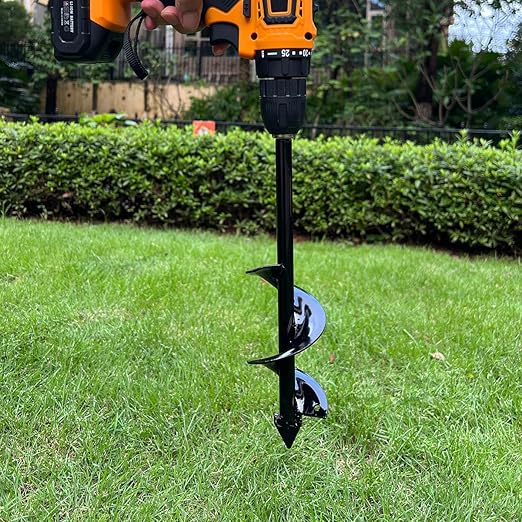 Heavy Duty Auger Drill Bit, 3X Faster Planting & Digging! Hex Shank Fits All 3/8" Drills ，Garden Bulb Planter, Ice Fishing & Fence Post Hole Digger ， Carbon Steel Blade