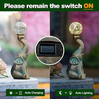 Solar Outdoor Elephant Statue Gifts Garden Decoration Lights with 8 LED Crackle Ball, Lucky Elephant Sculpture for Yard Patio, Birthday Gifts for Mom Outdoor & Home Housewarming Decor