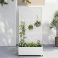 Metal Planter Box with Trellis,72"x35"x15",Galvanized Raised Garden Bed Trellis Outdoor Planter with Privacy Screen & Wheels and Drainage Holes,for Patio Climbing Vegetables,Flowers,Vines,White