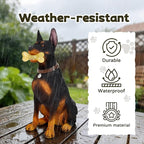 Doberman Solar Garden Statue - Outdoor Yard, Lawn, Patio Dog Decor - Unique Birthday Housewarming Gift for Dad, Mom, Men, Women