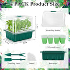 Seed Starter Tray, 24 Cells Indoor Seed Starter Kit, Flexible Silicone Designed Seedling Starter Trays, Germination Tray with Humidity Dome & Lids(4in Height), Reusable & Dishwasher Safe, BPA-FREE