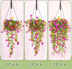 TURNMEON 4 Pcs Artificial Flowers for Outdoors Spring Summer Decor, UV Resistant No Fade Fake Hanging Flowers Plants Faux Plastic Realistic Silk Flower for Gardens Porch Planter Patio Yard Home Indoor