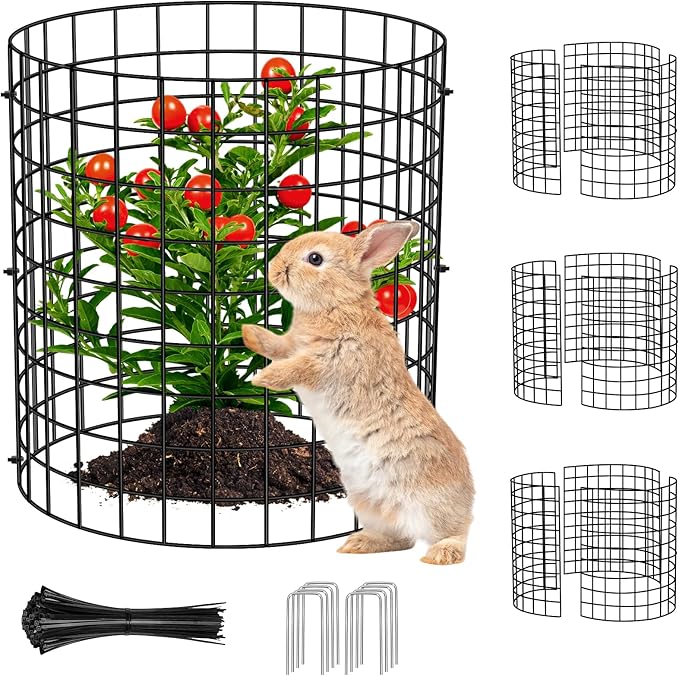 U0U 3 Pack Plant Protector from Animals,9 PCS Metal Mesh to Keep Animals Out,Plant Cages for Outdoor Plants,Plant Guards from Animals Rabbits Chicken Squirrels (11.8 x 15.7inch-3 Pack)