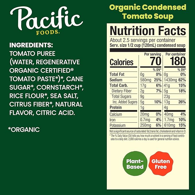 Pacific Foods Organic Condensed Tomato Soup, 10.75 oz Can (Pack of 4)