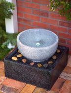 Tenaya Granite Vortex Fountain w/LED Lights: Stylish Whirlpool Water Feature. Hand-Crafted Modern Design, Adjustable Pump. HF-V01-14LT by Harmony Fountains