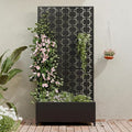 Casaphoria Metal Raised Garden Bed with Trellis and Wheels, 72"x35"x16" Planter Box for Climbing Plants, Vegetables & Vines, Features Drainage Holes and Privacy Screen, Black-Square