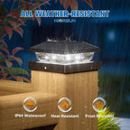 NIORSUN Solar Post Lights Outdoor, Fence Post Solar Lights Cool White, Waterproof, Garden Patio Fence Deck Decor, 4x4 Posts Cap Wood Vinyl, Black 6 Pack
