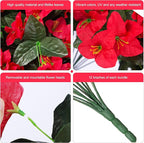 Faux Bougainvillea Artificial Flowers for Outdoors Summer Outside Decor, 4 Bundles Red Fake Bougainvillea Silk Outdoor Flowers Plants UV Resistant Look Real for Porch Patio Window Planter Garden Home