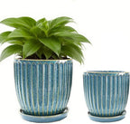 5+6 inch Ceramic Plant Pots Set of 2 with Drainage Hole, Flower Pots Planters Pots for Indoor Plants, Flower Pots for Indoor/Outdoor Plants - Succulent, Snake Plant, Money Tree, Basil Planter