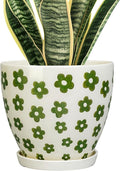 MPotTo 8.2 Inch Plant Pot - Ceramic Flower Pot Indoor with Drainage Hole and Saucer, Boho Round Decorative Planter for Indoor Plants, Housewarming Gifts, Office Garden Home Room Decor, White