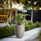 Kante 21.7" H Buff Concrete Tall Planter, Large Outdoor Indoor Decorative Pot with Drainage Hole and Rubber Plug, Modern Round Style for Home and Garden