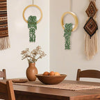 Der Rose 2 Pack Boho Wall Decor Fake Plants 15" Hanging Artificial Succulents Plants for Bohemian Living Room Bathroom Accessories