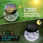 Kolpop Solar Lanterns Outdoor Waterproof 6 Pack, Hanging Solar Lights with 30 LED, Cracked Glass Hanging Globes for Garden Patio Fence Yard Christmas Tree Decoration, Cold White