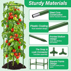 6 Pack Square Tomato Cages for Garden, 60 Inch Adjustable Tomato Stakes, Metal Tomato Trellis, Garden Plant Support for Potted Climbing Plants, Vegetables Flowers Fruits, Raised Garden Bed