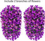 HyeFlora Bougainvillea Artificial Hanging Flowers Plants for Outdoors Decoration, 2pcs Fake Flowers Silk Bougainvillea Vines Realistic UV Resistant Faux Flowers for Outside Planters Porch Patio, Mix