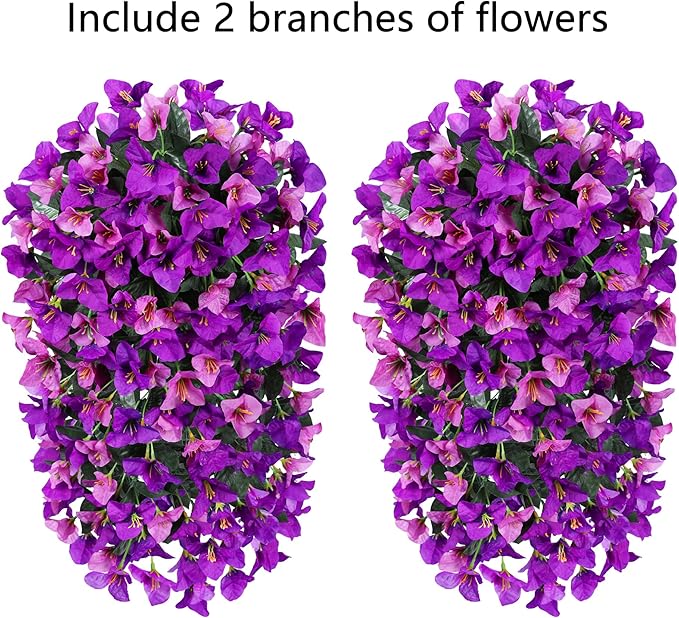 HyeFlora Bougainvillea Artificial Hanging Flowers Plants for Outdoors Decoration, 2pcs Fake Flowers Silk Bougainvillea Vines Realistic UV Resistant Faux Flowers for Outside Planters Porch Patio, Mix