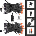 TW SHINE Purple and Orange Halloween Lights, 20FT 100 Count Incandescent Mini String Lights, Waterproof Halloween Decorations for Outdoor Indoor Patio Home Party Garden Yard Decor