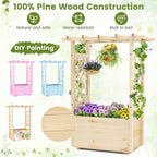 Giantex Set of 2 Raised Garden Bed with Sided Trellis & Hanging Roof, Wood Planter Box, Freestanding Garden Planter Raised Bed for Flowers Herbs Climbing Vines 31”x16”x41” (L x W x H)