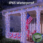 cshare Red White and Blue Solar Fairy Lights, 4th of July Lights Waterproof Outdoor 16.4ft 50LED 8 Modes Memory Function Independence Day Memorial Day Decorations