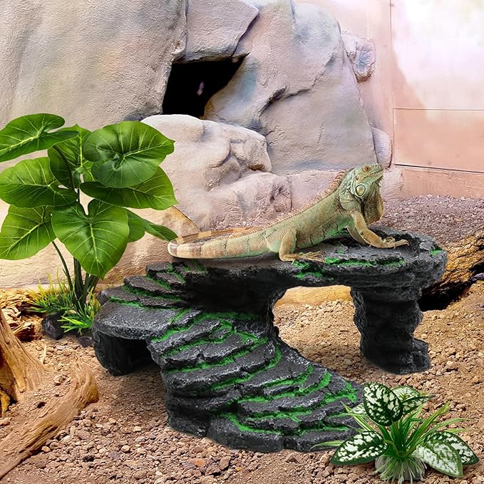 Moonorange Reptile Artificial Plants, Terrarium Plants Decorations Supplies, Aquarium Fish Tank Plant, Amphibian Habitat Hideout Tank Accessories (M Set-2pcs/D)