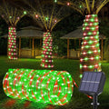 Solar Rope Lights, 66ft 200LED Solar String Lights, 8 Modes Waterproof Solar Powered Outdoor Light, Flexible Clear Tube Light for Garden Backyard Patio Deck Porch Pool Tree Christmas Decor - Red&Green