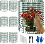 6 Pack Plant Protectors from Animals, 12''x16'' Metal Plant Cages for Outdoor Plants, Garden Plant Protector with Stakes & Zip Ties, Keep Rabbits Squirrels Out, Plant Cage for Flowers Vegetables