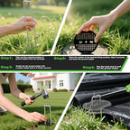 6 Inch Landscape Staples Set, 11 Gauge Galvanized U-Shaped Garden Stakes (200 Pack) with Gaskets, Hook Tool & Rubber Mallet for Weed Fabric & Landscaping