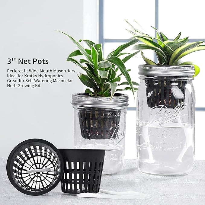 3 Inch Net Pots for Hydroponics 60 Packs with Plant Labels 60Pcs Heavy Duty Wide Mouth Net Cups Slotted Mesh Pot Garden Supplies (3 inch 60 Packs)