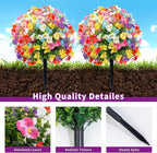 2 Pack Artificial Pansy for Outdoors with Ground Spike, Artificial Flowers Topiary Ball Trees Faux Flowers Bushes for Front Porch Planters Patio Garden Yard Decor (Purple, Red, Blue, White, Yellow)