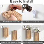 Wooden Wall Planter Vase,2 Pack Natural Wood Hanging Planter for Indoor Fake Plants Modern Boho Farmhouse Wall Art Decor for Home Kitchen Modern Farmhouse Bathroom Living Room Dining Room