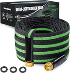 25 ft Garden Hose - Lightweight, Super Flexible, Non-Expanding, Kink-Free, Ideal for Yard Outdoor Use (Black-Green, 25 FT)